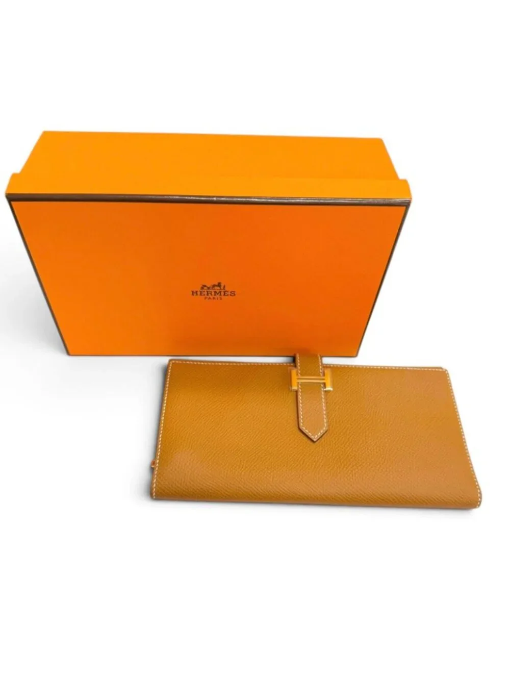 Hermes Bearn Soufflet Veau Epsom Gold Wallet